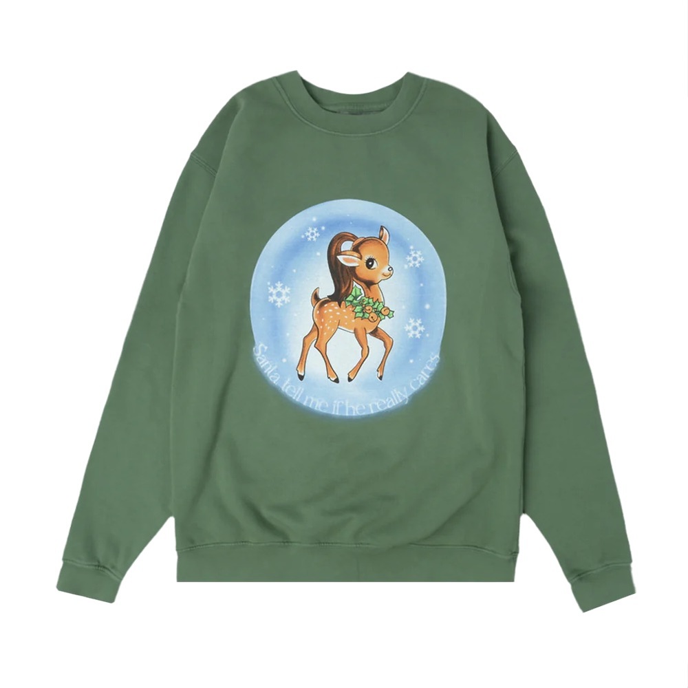 OFFICIAL Ariana Grande Christmas Santa Tell Me Green Unisex Sweatshirt